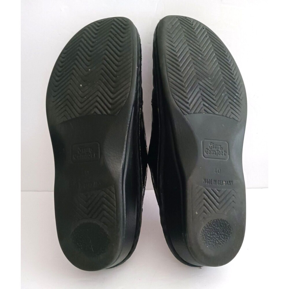 Finn Comfort Blk Leather Clog Moc Croc Accent Made in Germany EU 40 US 9 - Picture 10 of 10